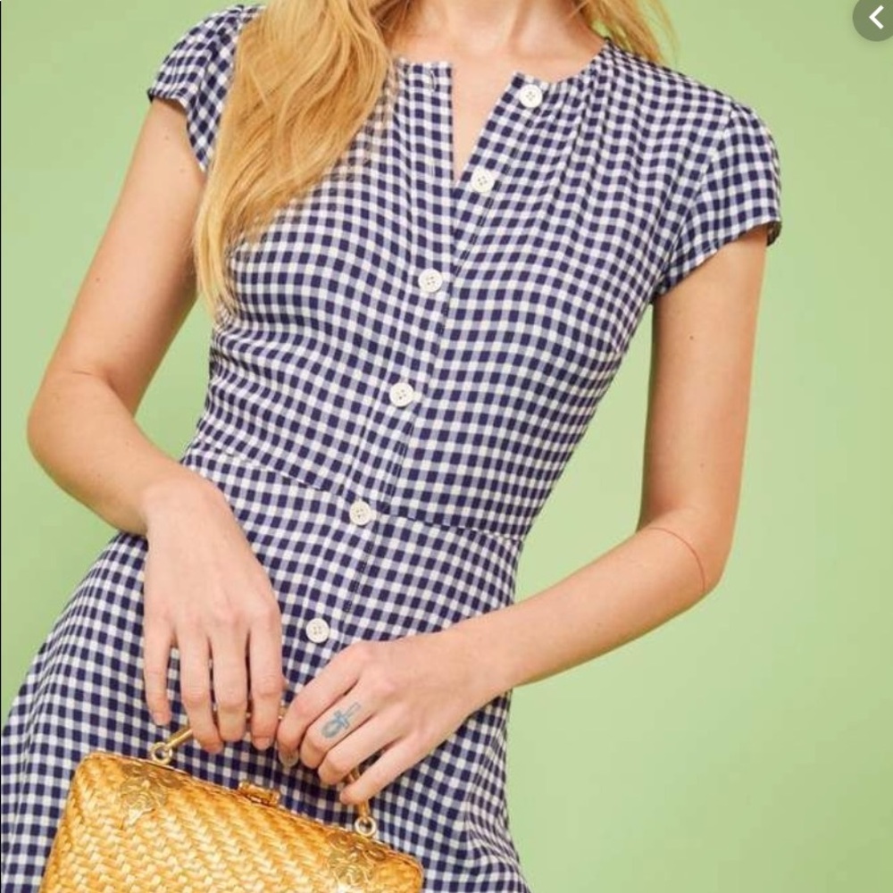 Reformation Vikky Blue/White Gingham Mini Dress